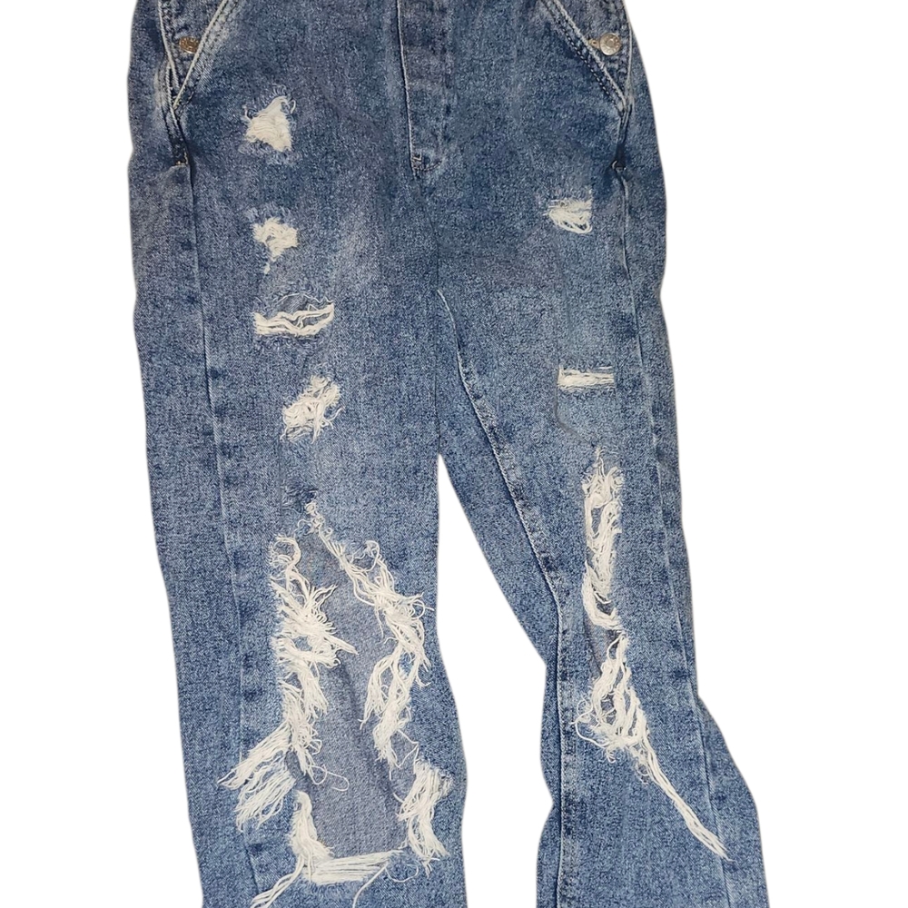 Refuge Blue Distressed Women's Jeans Overalls
